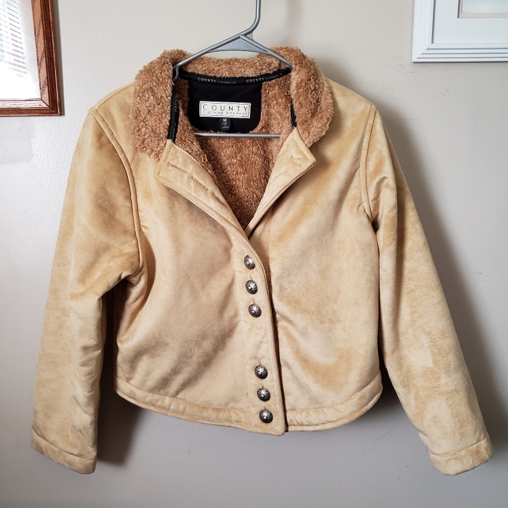 Vintage County Clothing Camel Faux Suede Jacket